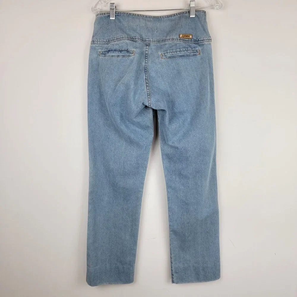 Vintage Women's Falx Light Wash Blue Buttons High Rise Straight Leg Jeans 29x28